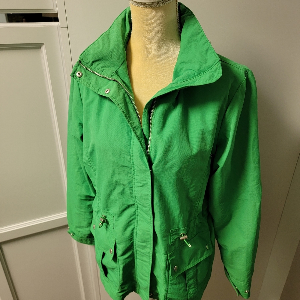 Lands End Womens Size S Rain Jacket Windbreaker Green Nylon Hooded Lightweight - Picture 15 of 16